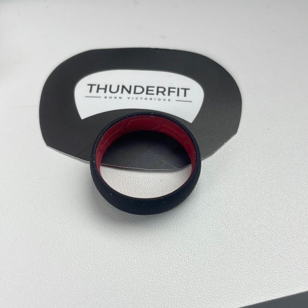 ThunderFit Born Victorious Silicone Wedding Ring Black Exterior Size 13